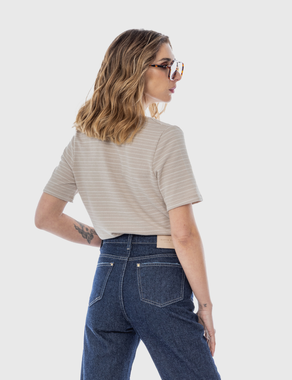 Polera viscosa Kate rayas beige