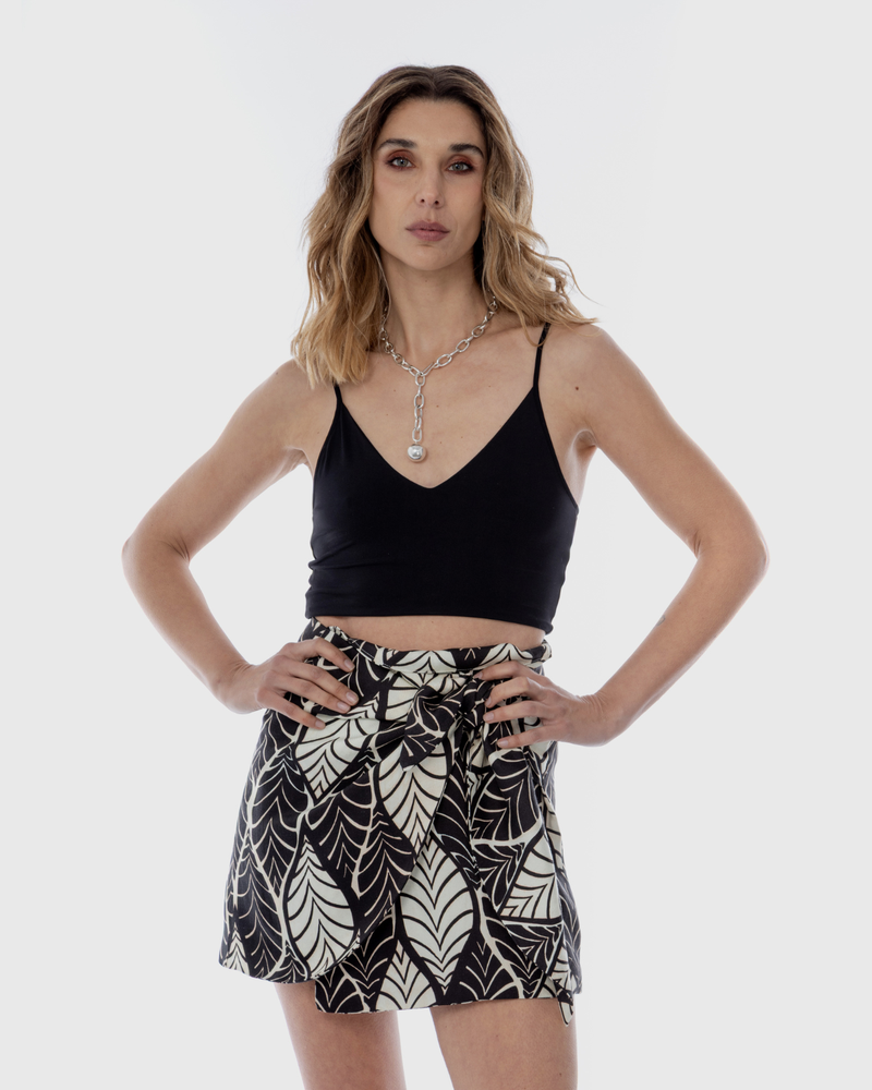 Falda Anakena Premium Hojas Negro