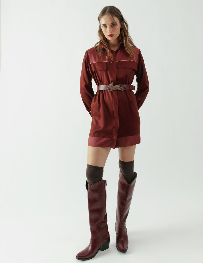 Vestido viscosa Roxette Burdeo