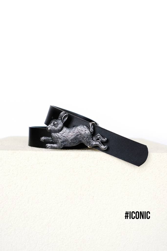 Cinturón cuero Conejo plata envejecida