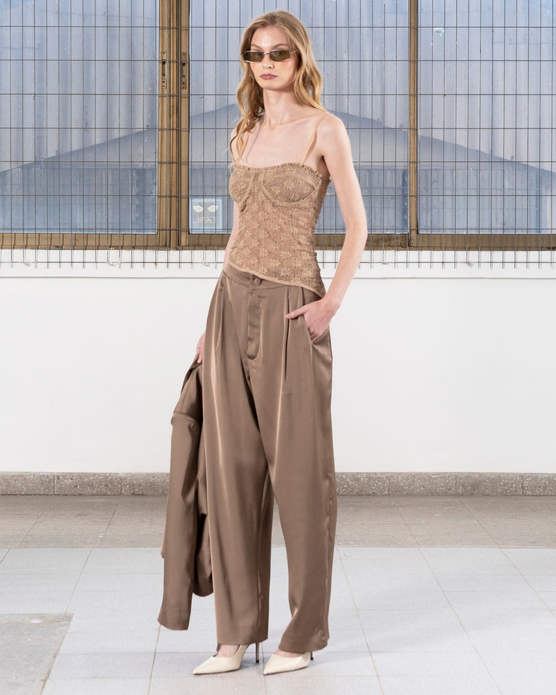 Pantalón Raso Celine Taupe