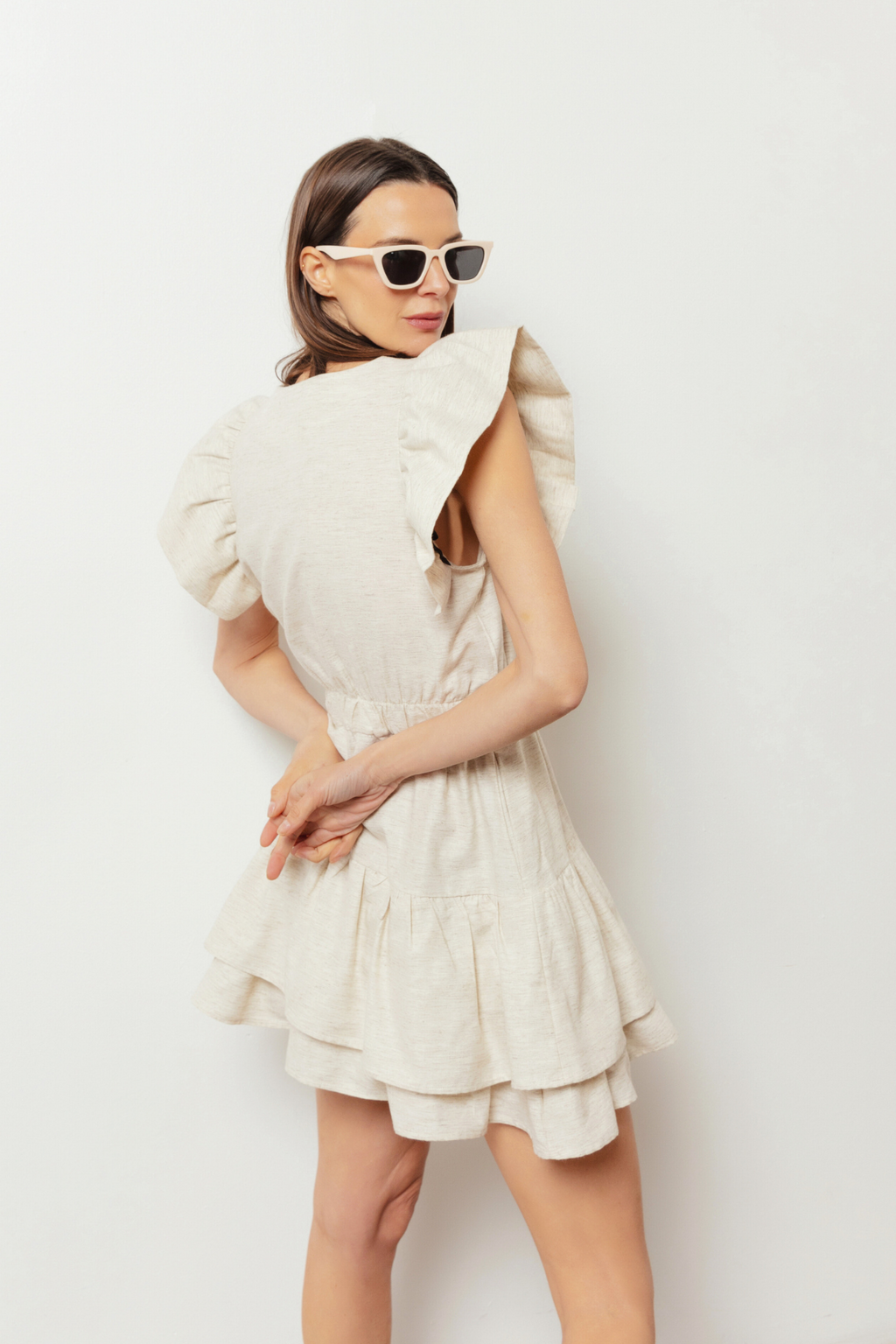 Vestido lino Molly arena