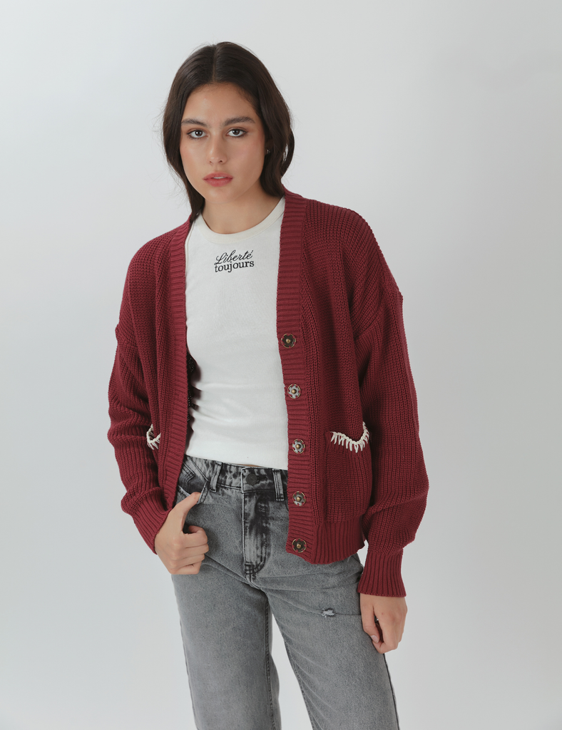 Tejido Algodón Trix Granate