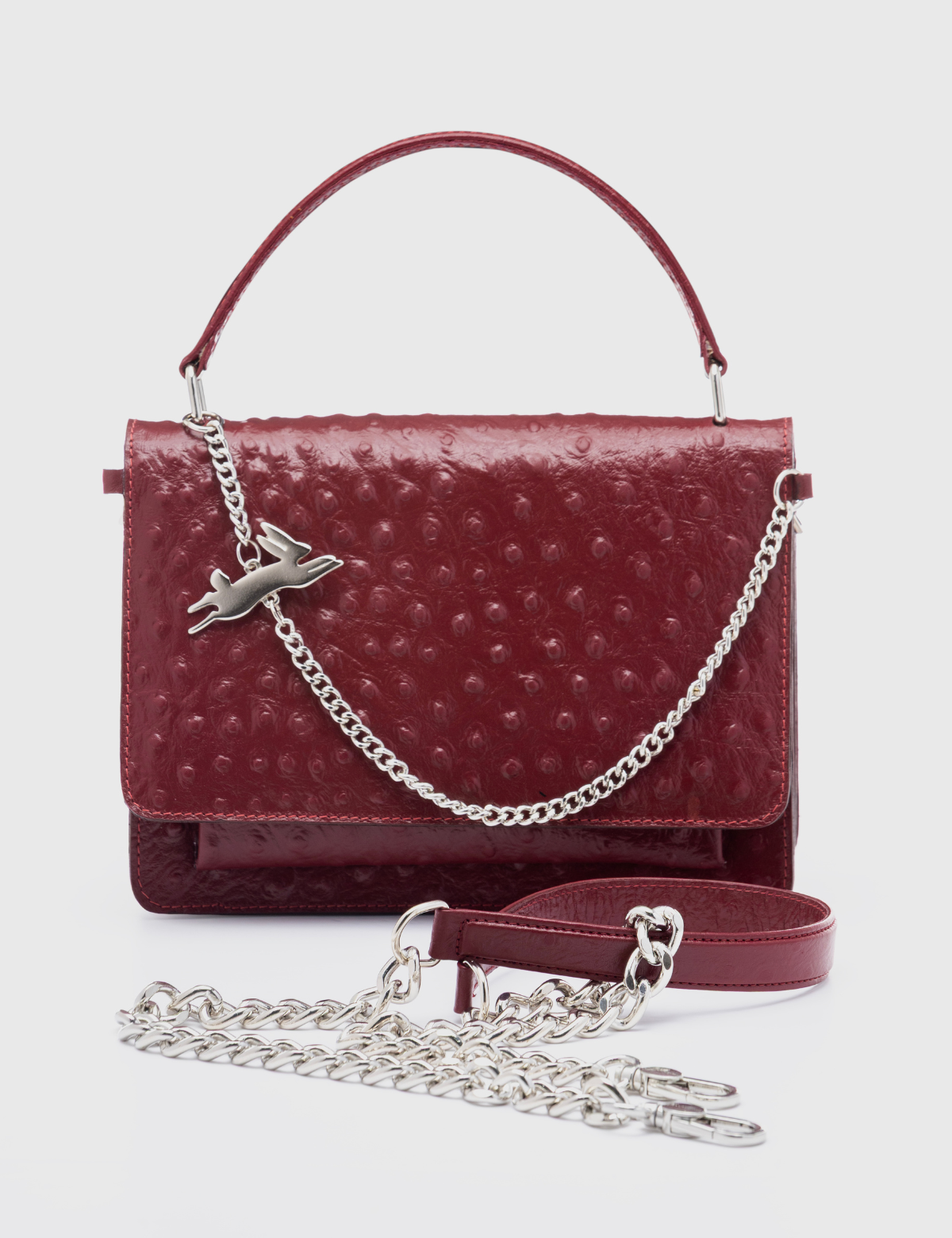 Cartera Inés Avestruz Granate