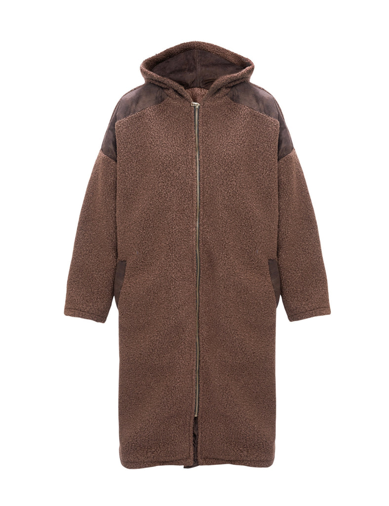 Abrigo corderito Ariel café