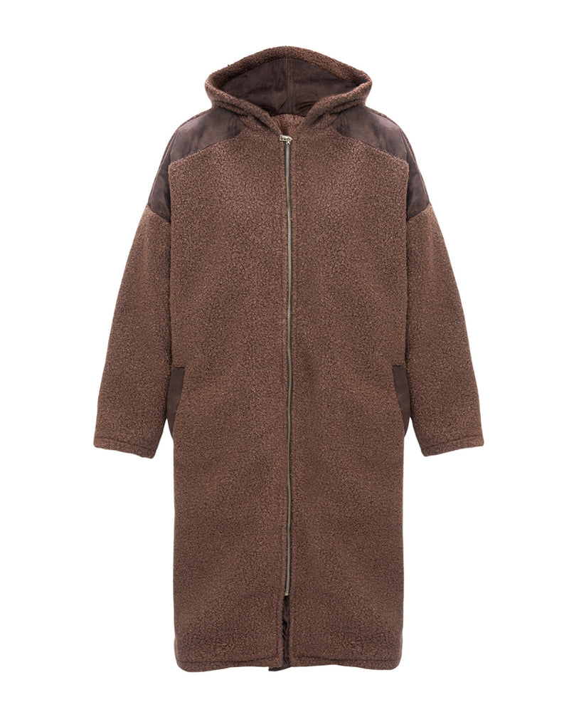 Abrigo corderito Ariel café