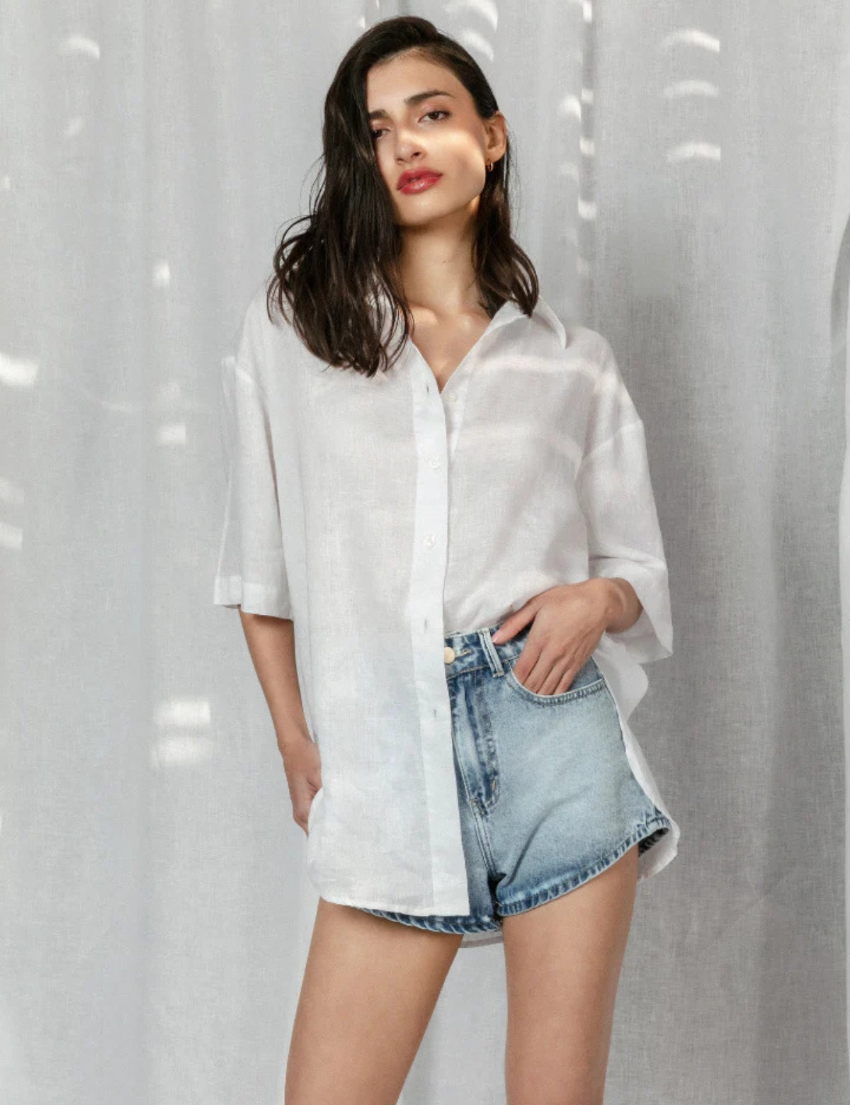 Camisa blusa lino Lisa blanco