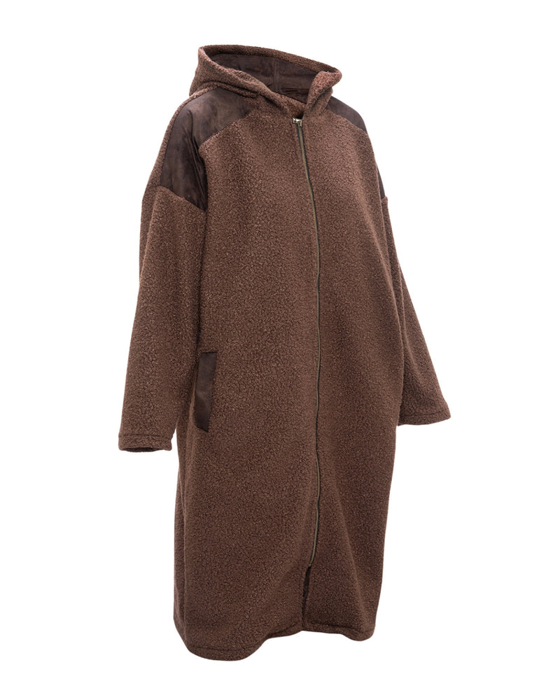 Abrigo corderito Ariel café