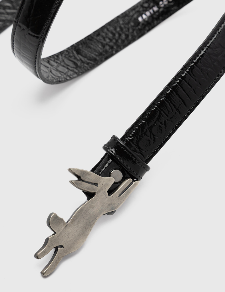 Cinturón Lapin Croco Charol Plata