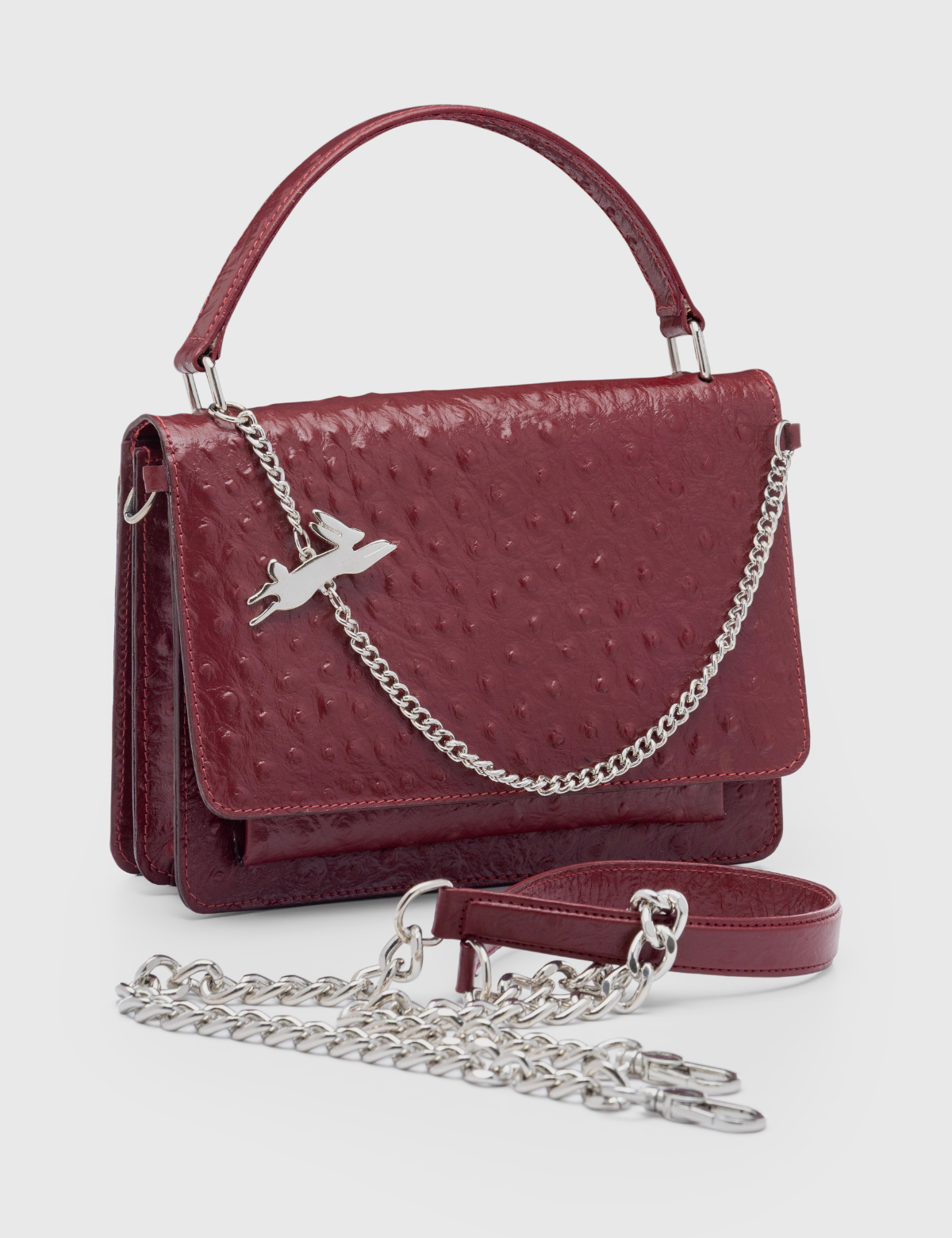 Cartera Inés Avestruz Granate