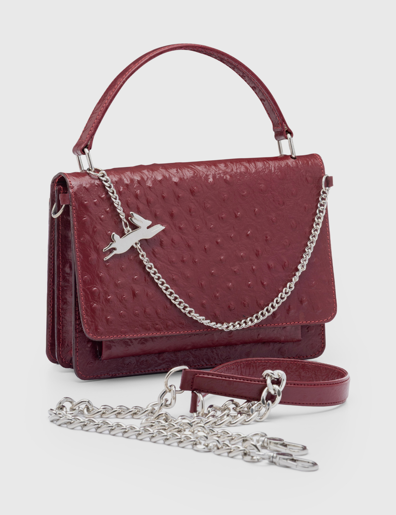 Cartera Inés Avestruz Granate