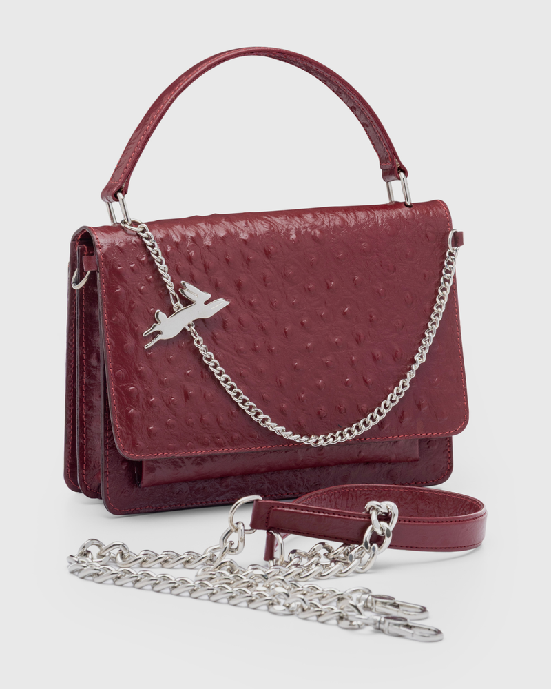 Cartera Inés Avestruz Granate