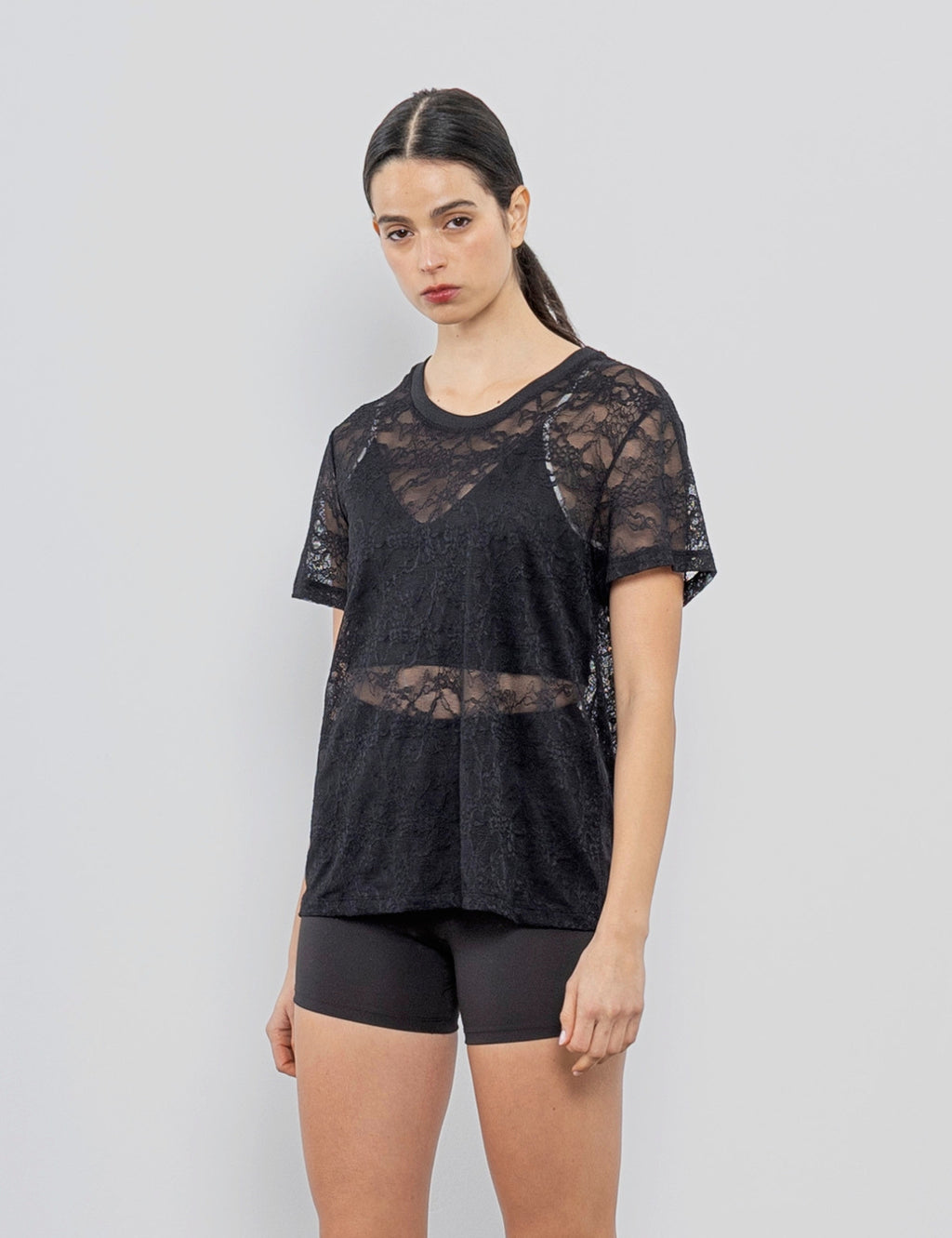 Polera Rose Oversize Encaje Negro