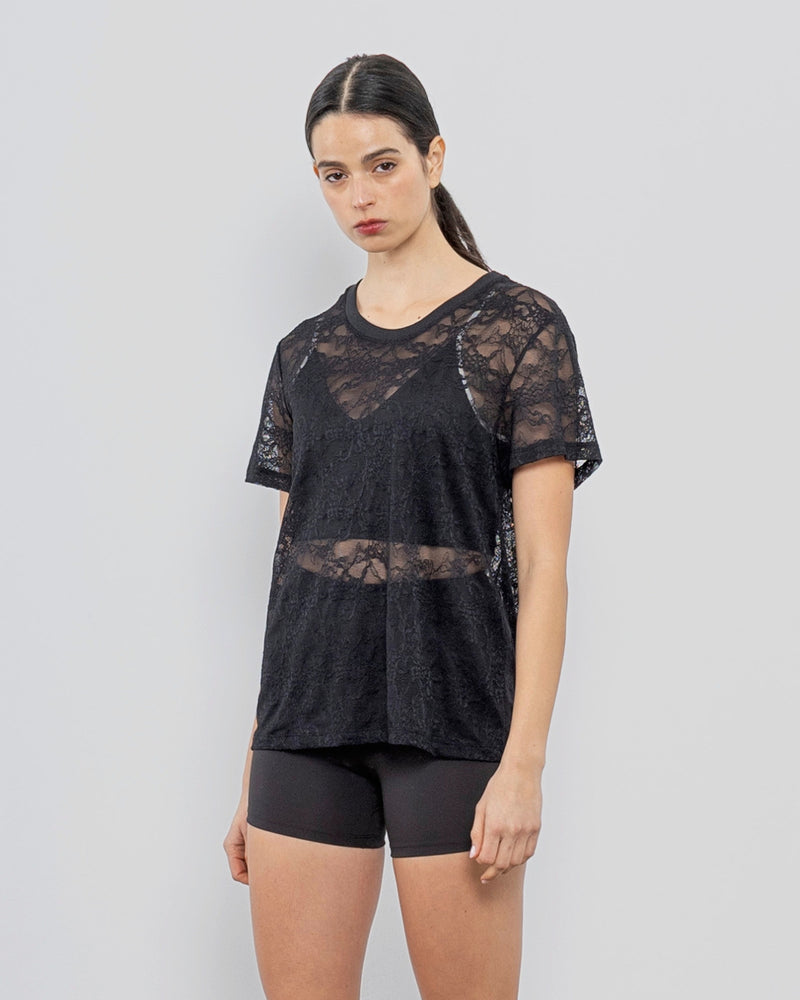 Polera Rose Oversize Encaje Negro