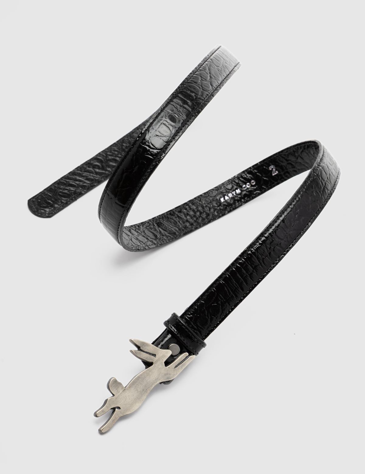 Cinturón Lapin Croco Charol Plata