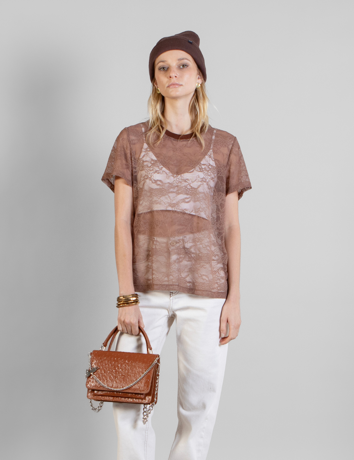 Polera Rose Oversize Encaje