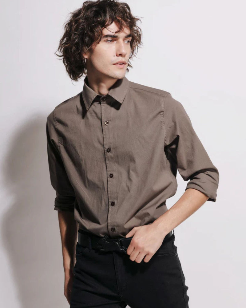 Camisa algodón Hendrix Café