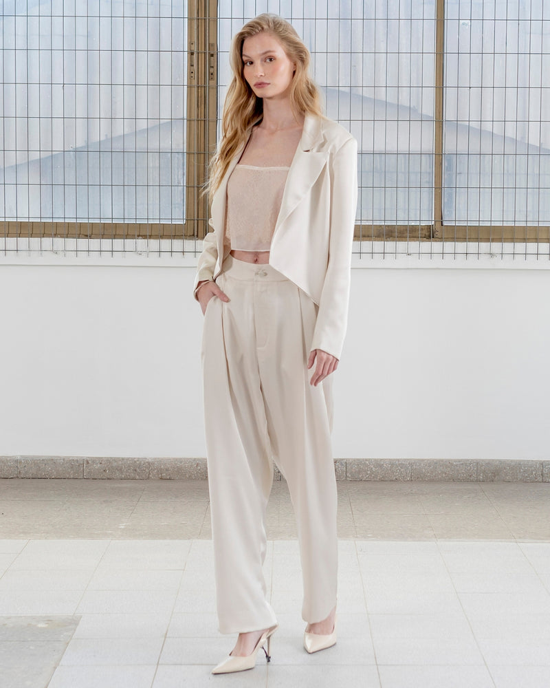 Pantalón Raso Celine Hueso