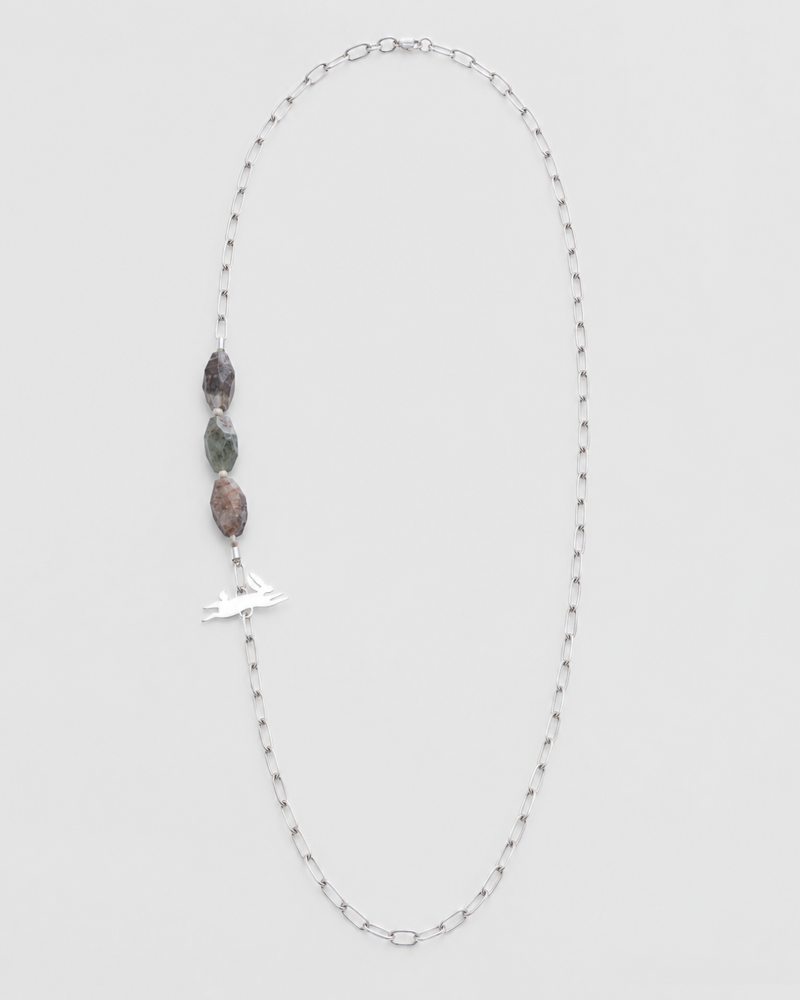 Collar Piedra Lapin XL Plata