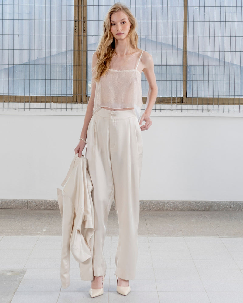 Pantalón Raso Celine Hueso