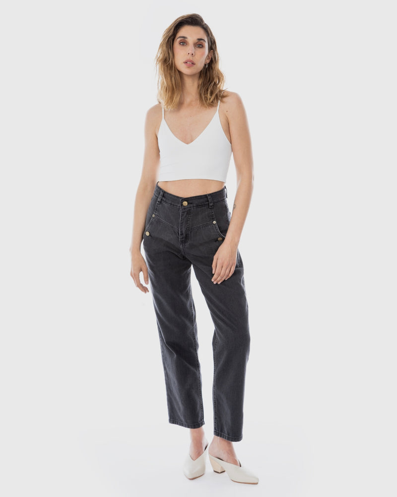 Jeans moms recycled Mandy gris