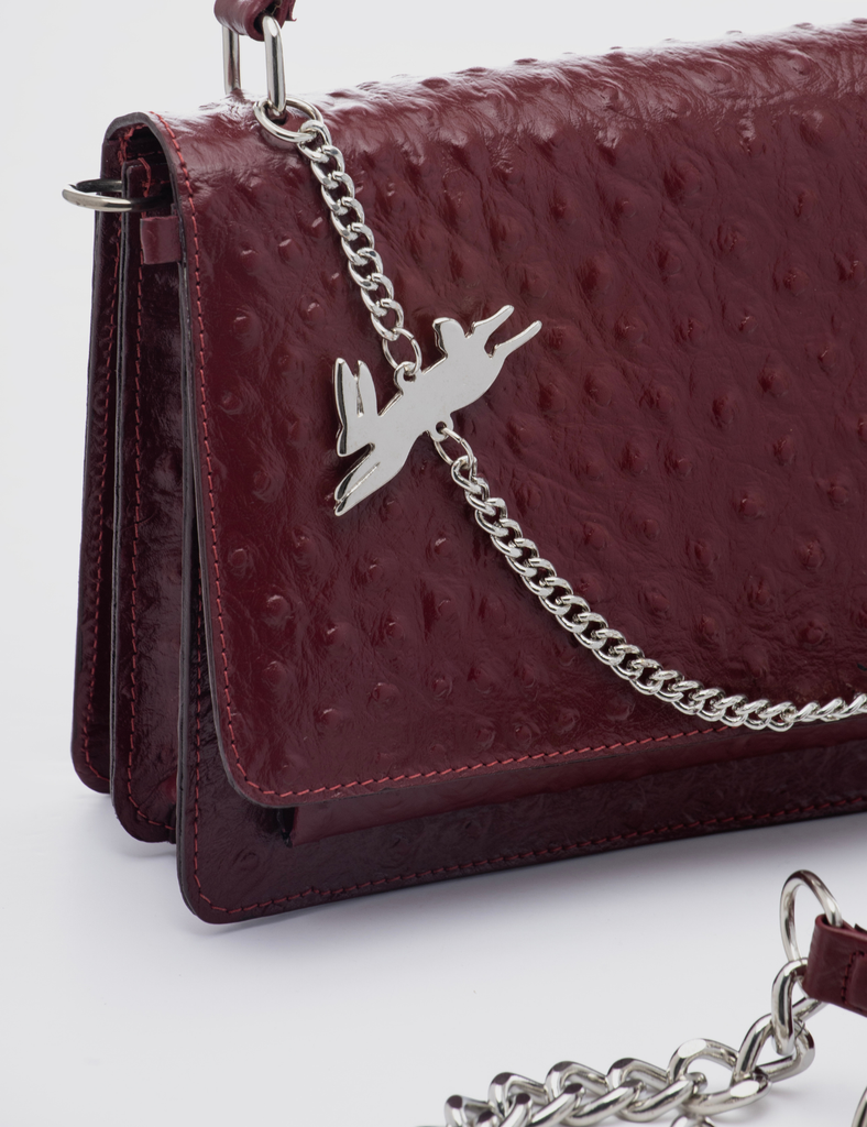 Cartera Inés Avestruz Granate