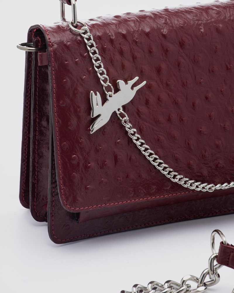 Cartera Inés Avestruz Granate