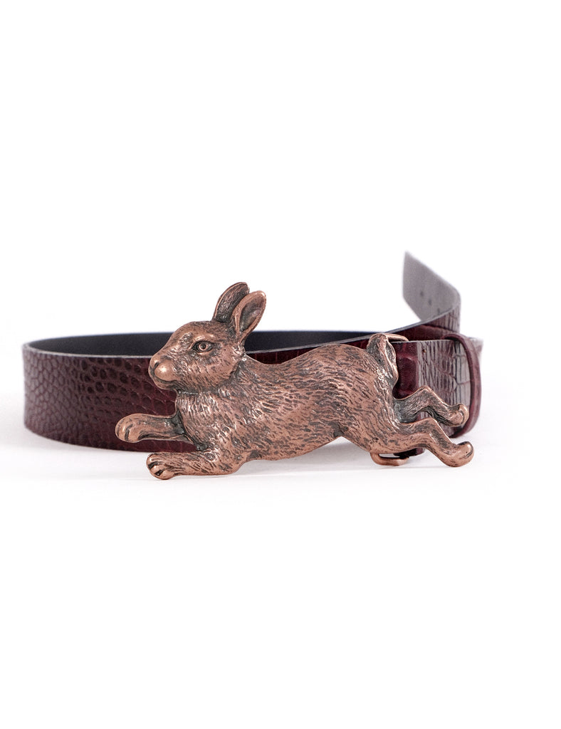 Cinturón cuero Conejo Croco Burdeo