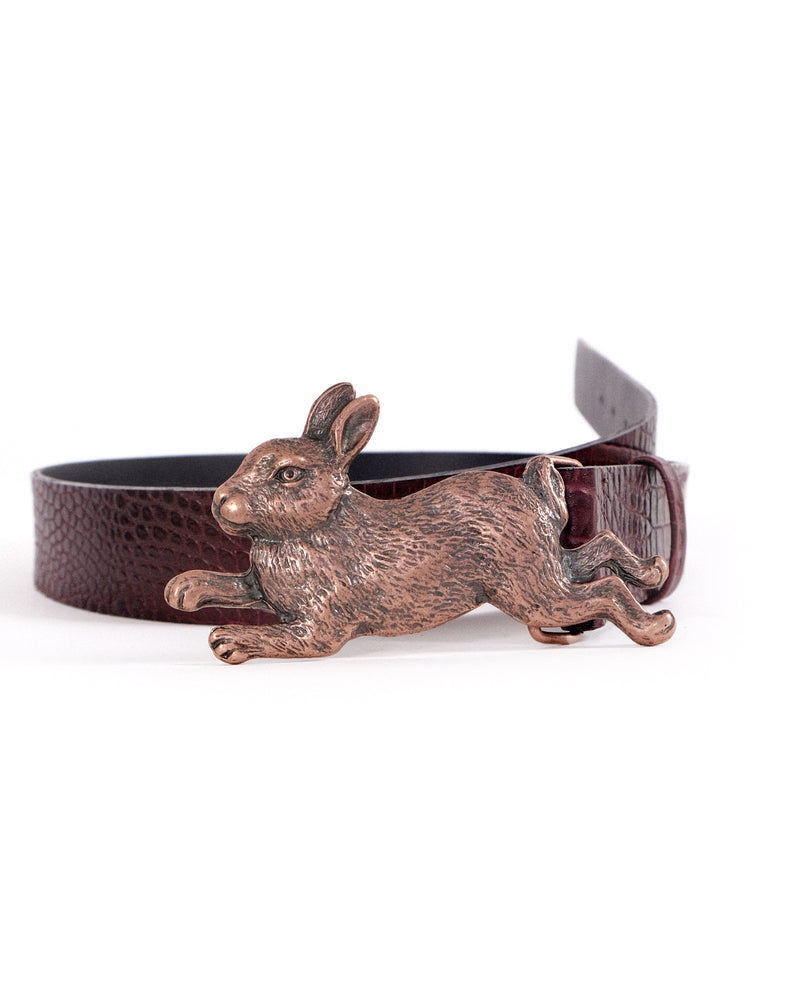 Cinturón cuero Conejo Croco Burdeo