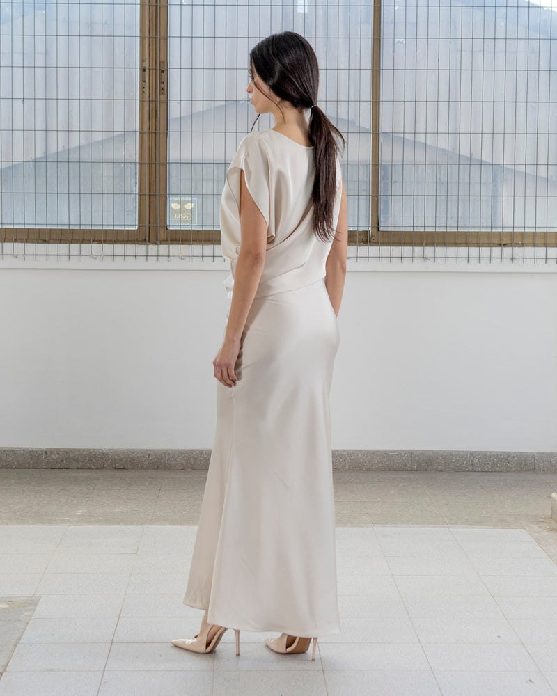 Vestido Raso Fluir Hueso
