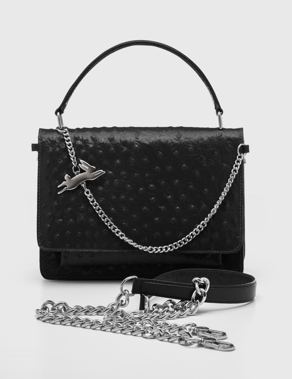 Cartera Inés Avestruz Negro