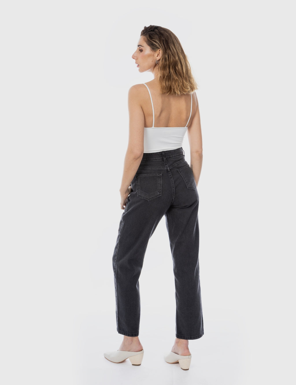 Jeans moms recycled Mandy gris