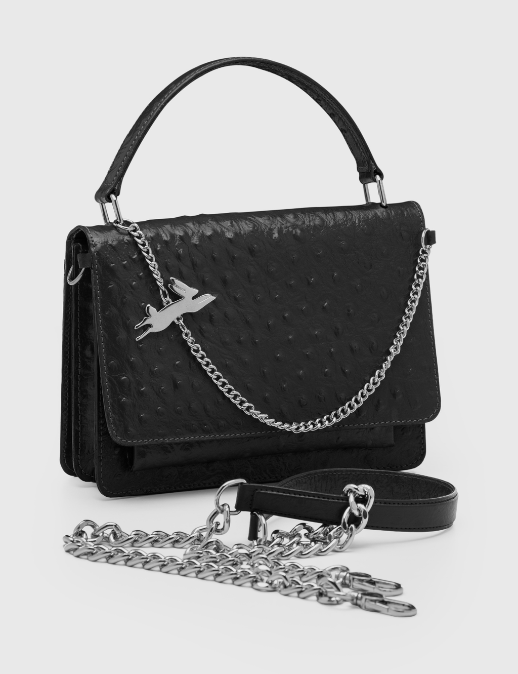 Cartera Inés Avestruz Negro