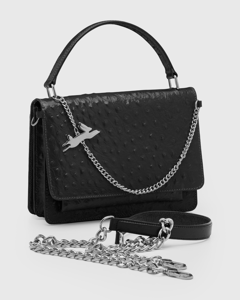Cartera Inés Avestruz Negro