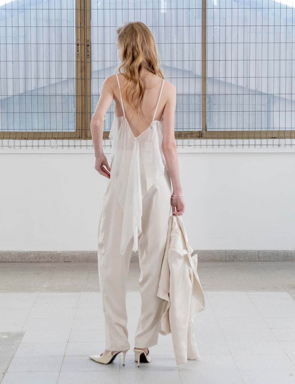 Pantalón Raso Celine Hueso