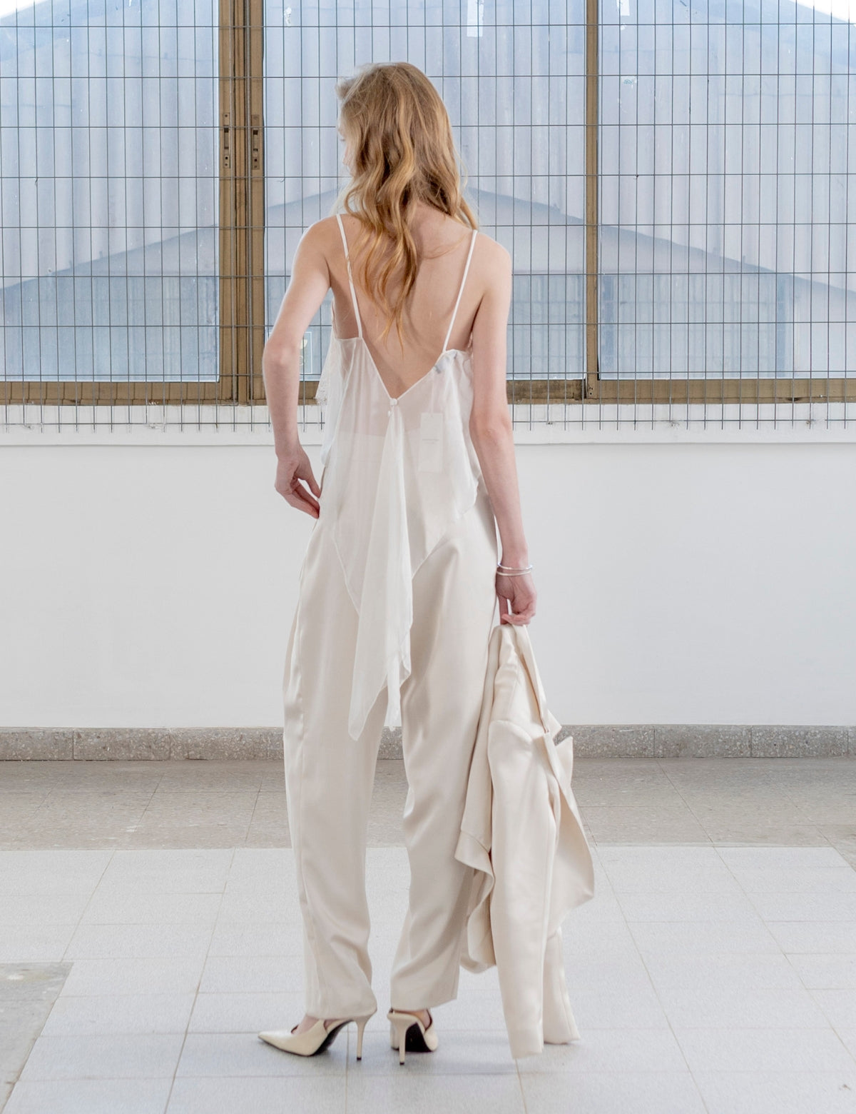 Pantalón Raso Celine Hueso