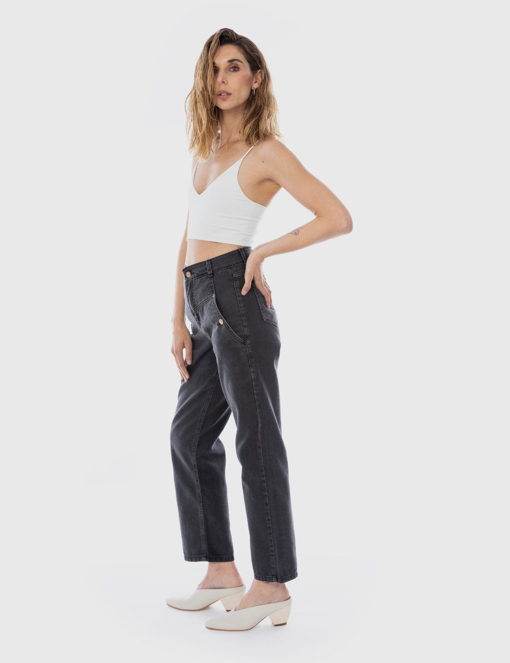 Jeans moms recycled Mandy gris