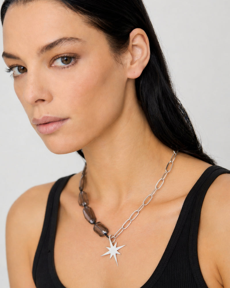 Collar piedra Rosa de los Vientos Plata