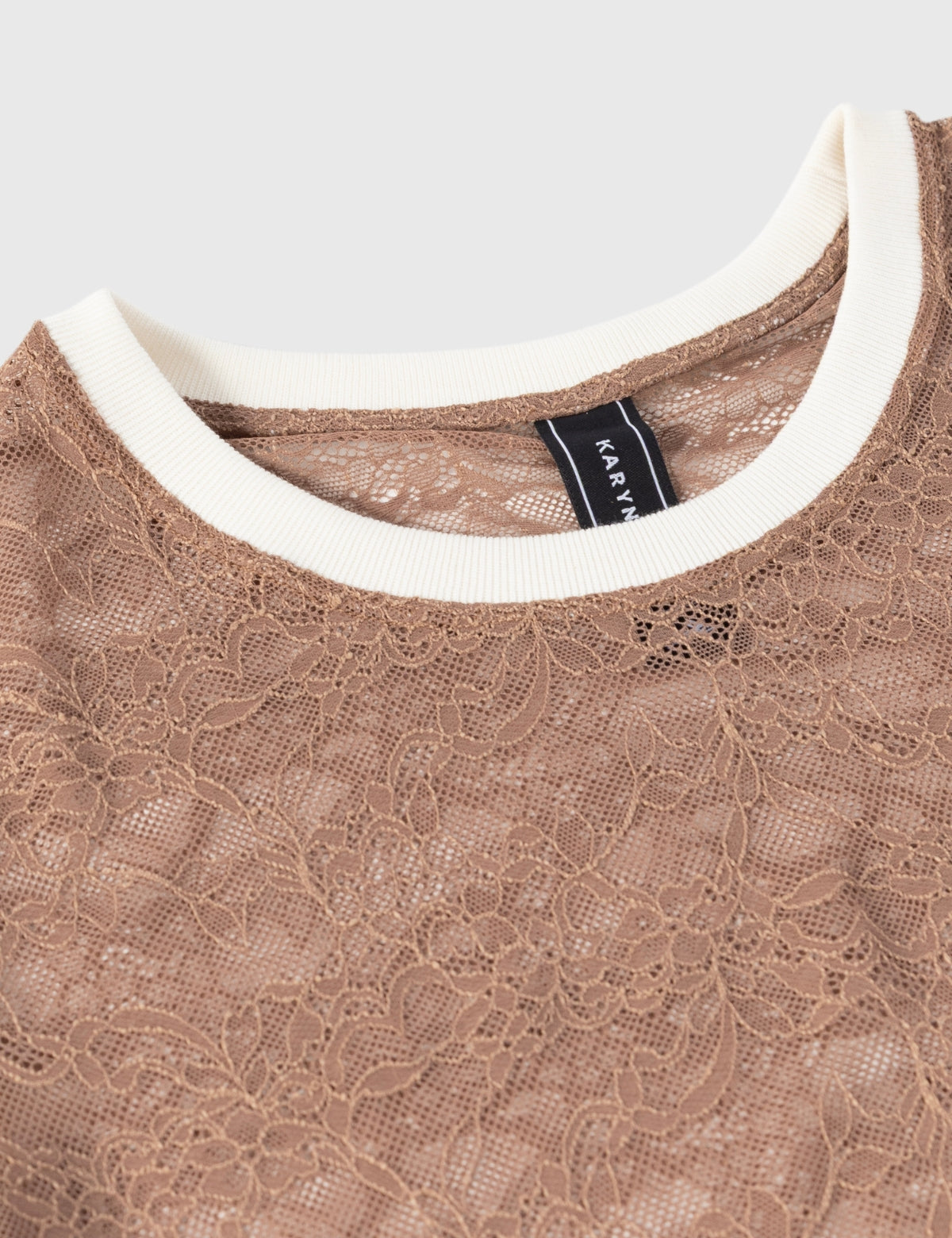 Polera Rose Oversize Encaje Mocca