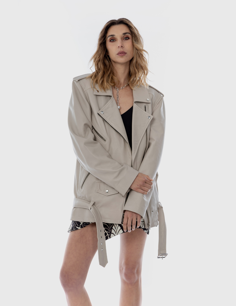 Chaqueta moto oversize Naomi hielo