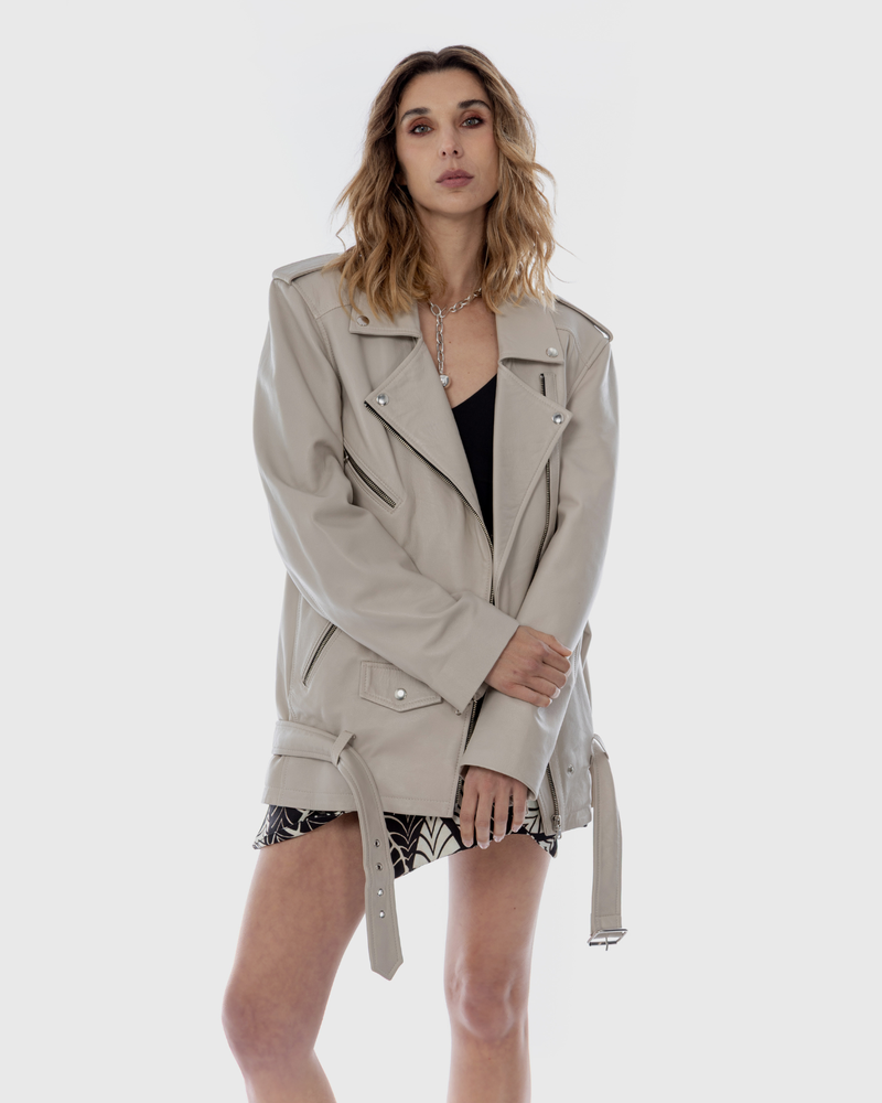 Chaqueta moto oversize Naomi hielo