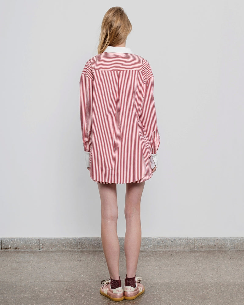 Blusa Lisa Rayas Burdeo