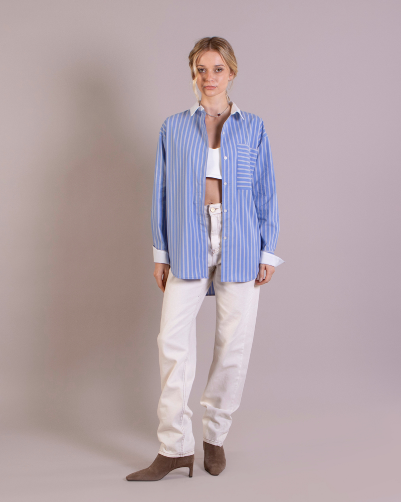 Blusa Lisa Rayas Celeste