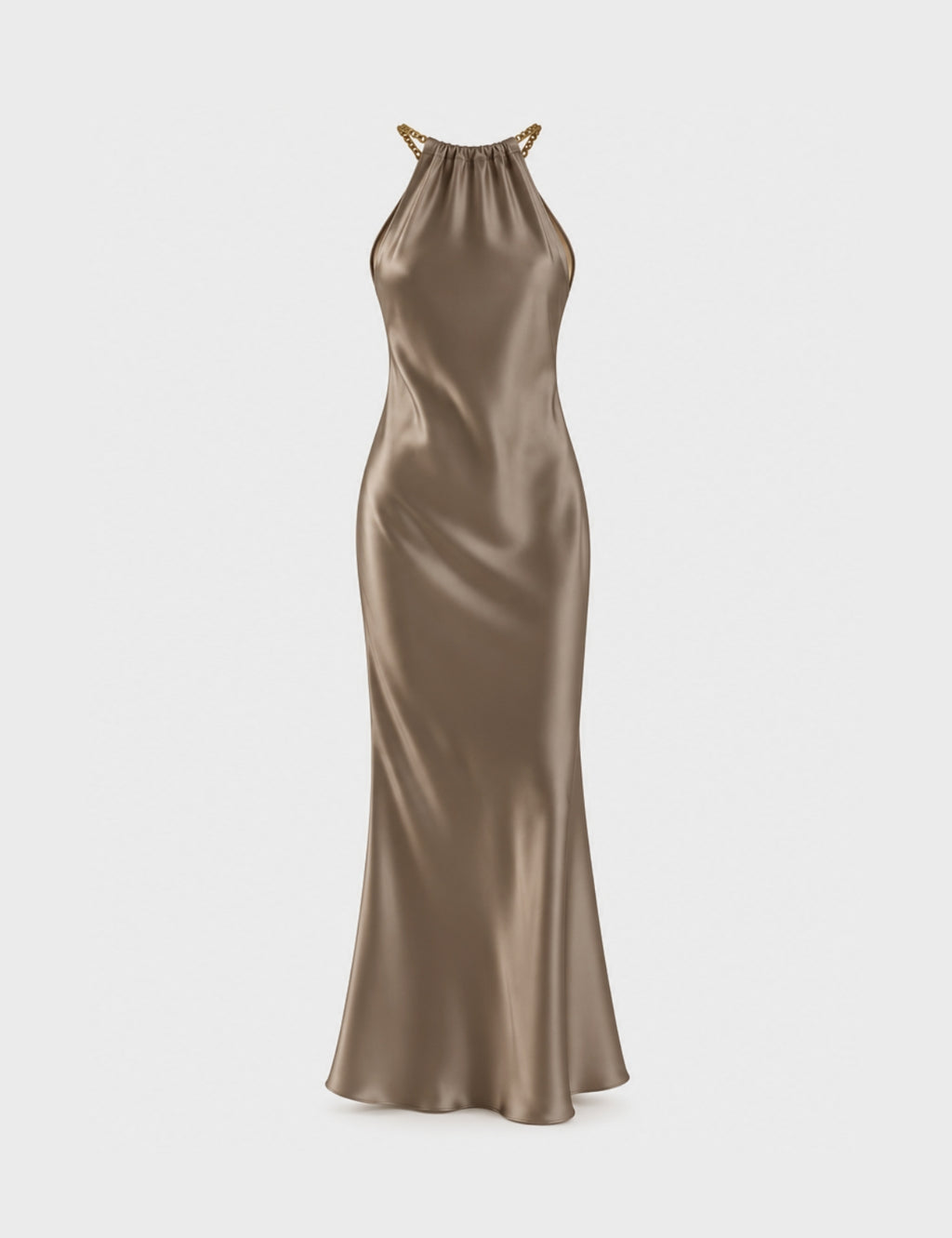 Vestido Raso Metal Taupe