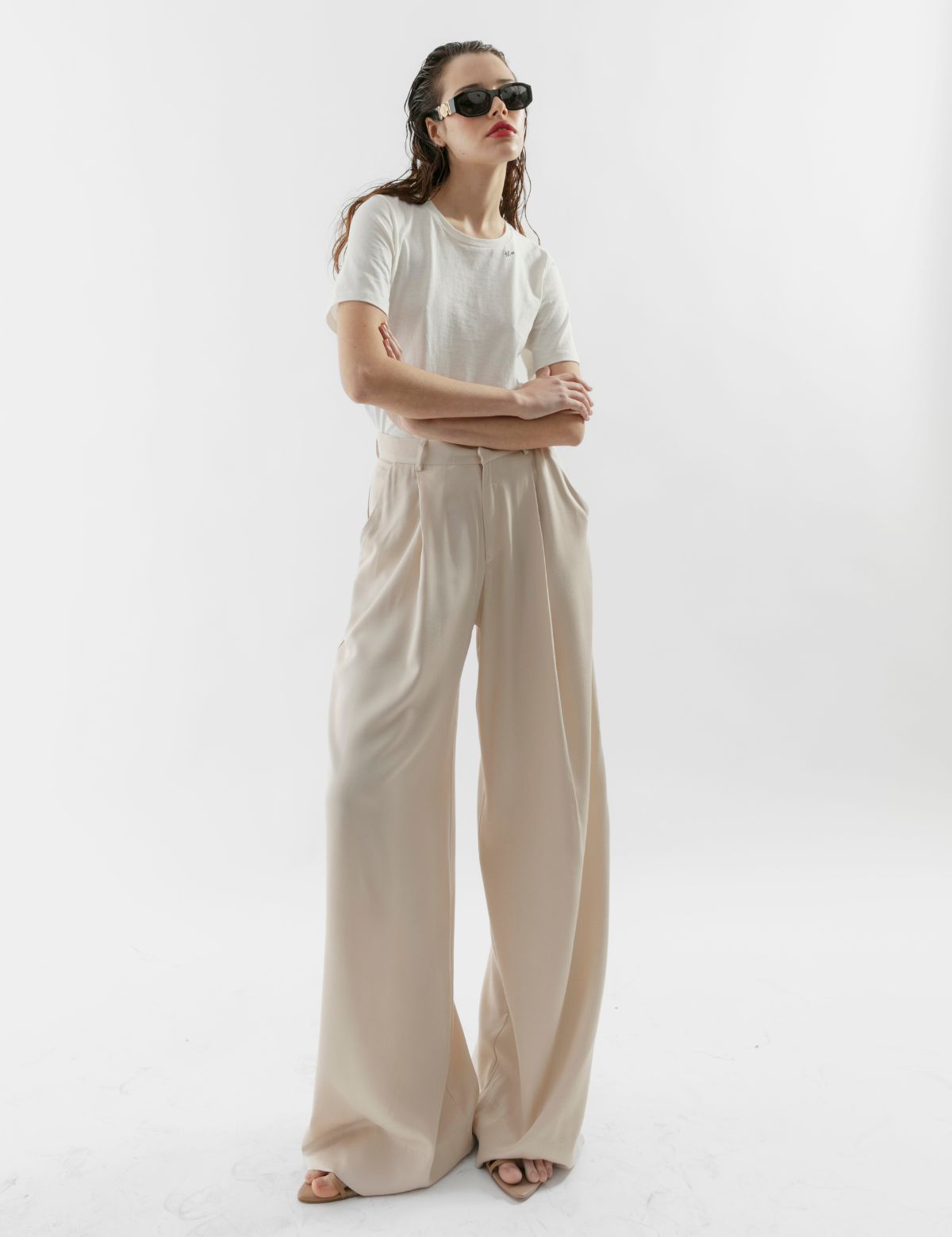 Pantalón viscosa Bardot beige