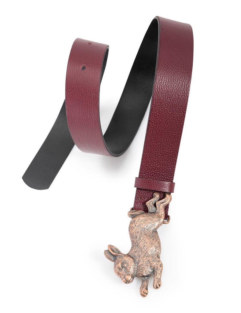 Cinturón cuero Conejo burdeo