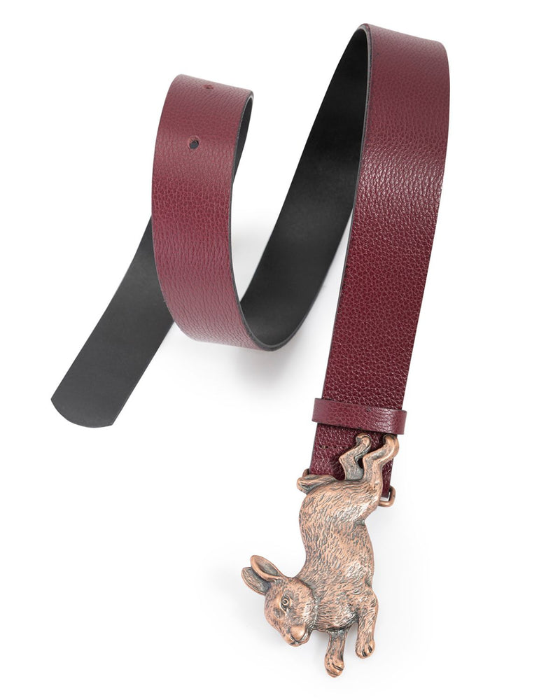 Cinturón cuero Conejo burdeo
