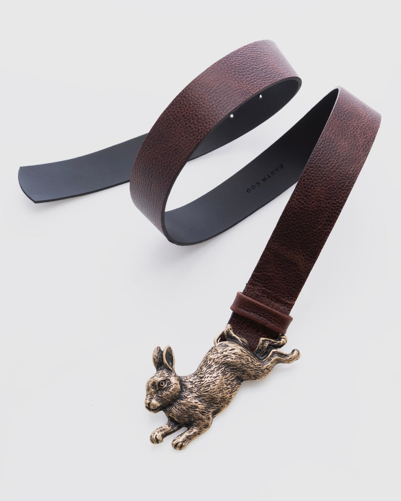 Cinturón Conejo Caoba Bronce Envejecido