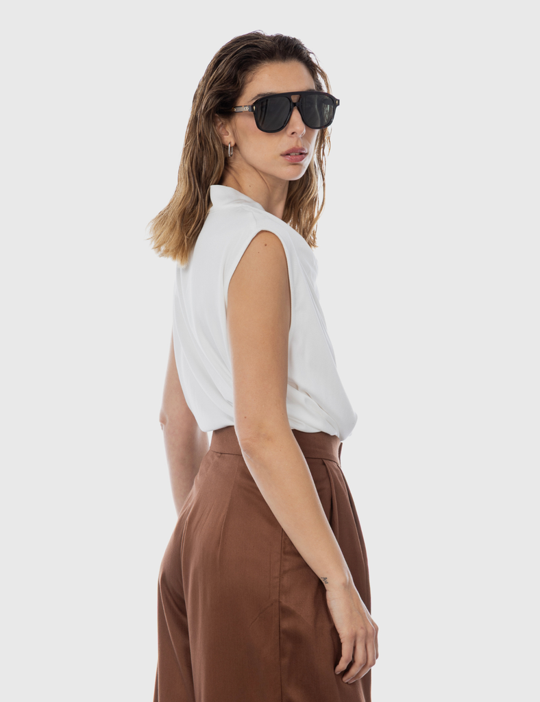 Blusa Drapeada Valentino Crudo