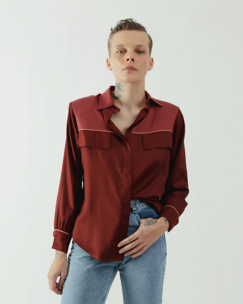 Blusa viscosa Railey burdeo